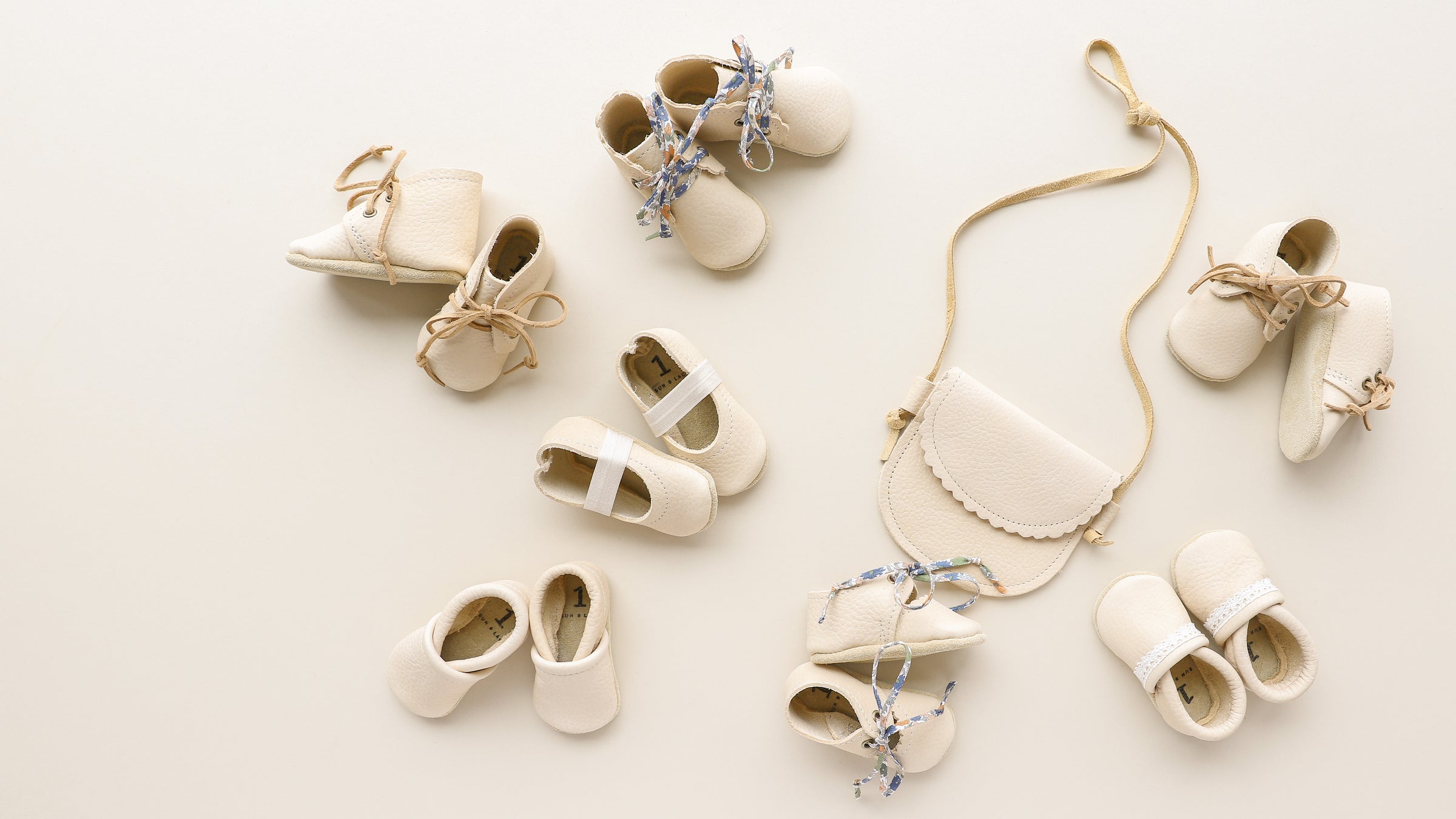 cream leather soft soled baby shoes