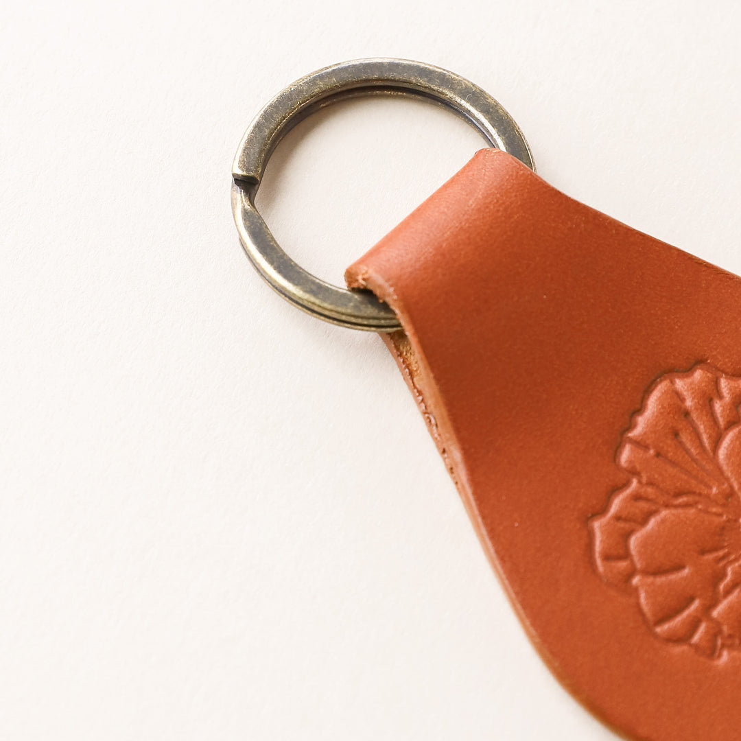 Birth Flower Leather Keychain
