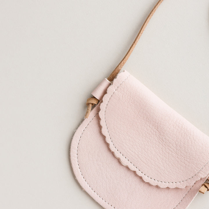 Leather Little Girl's Scalloped Purse  in Blush
