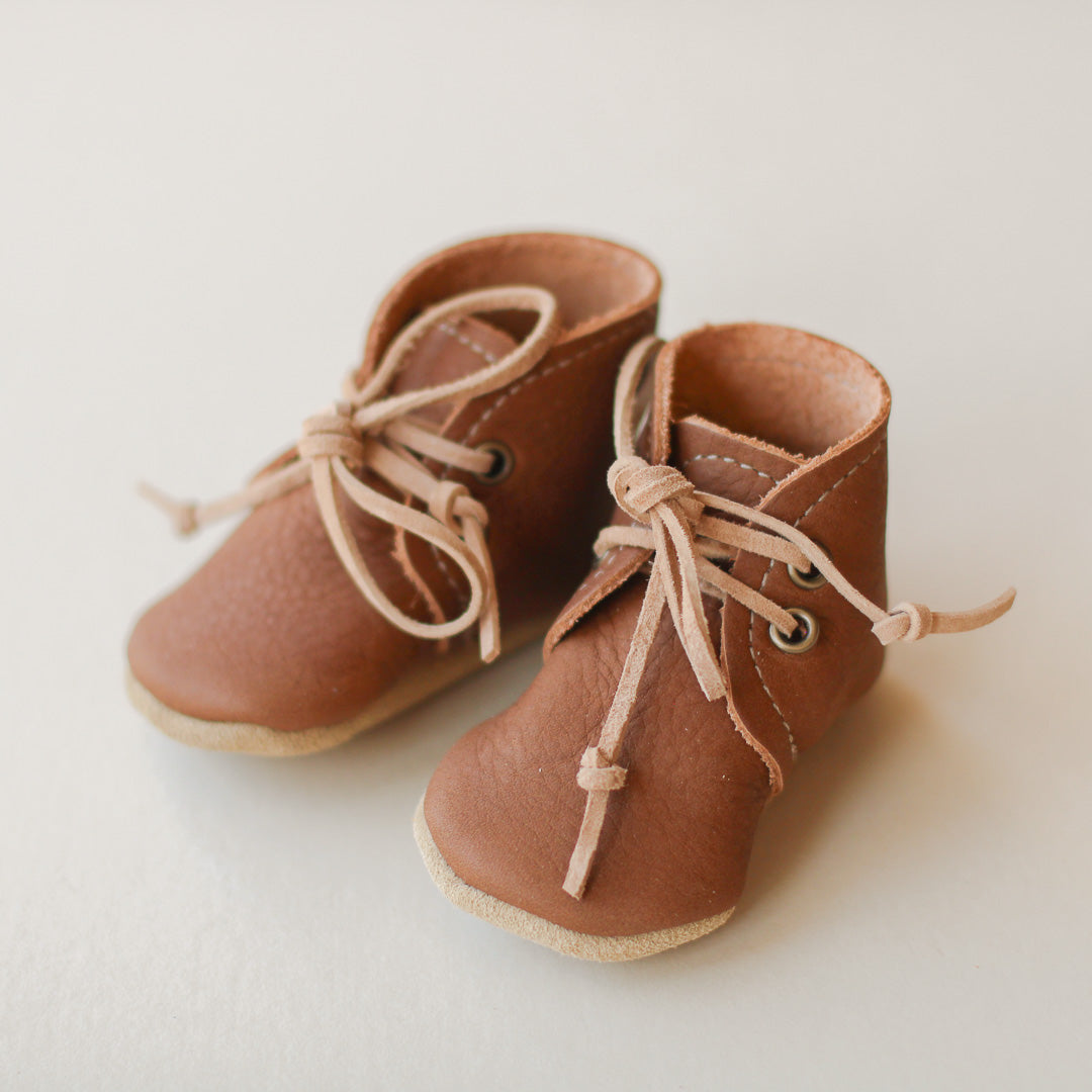 Brown Leather Baby Boots with Soft Soles – Sun Lace