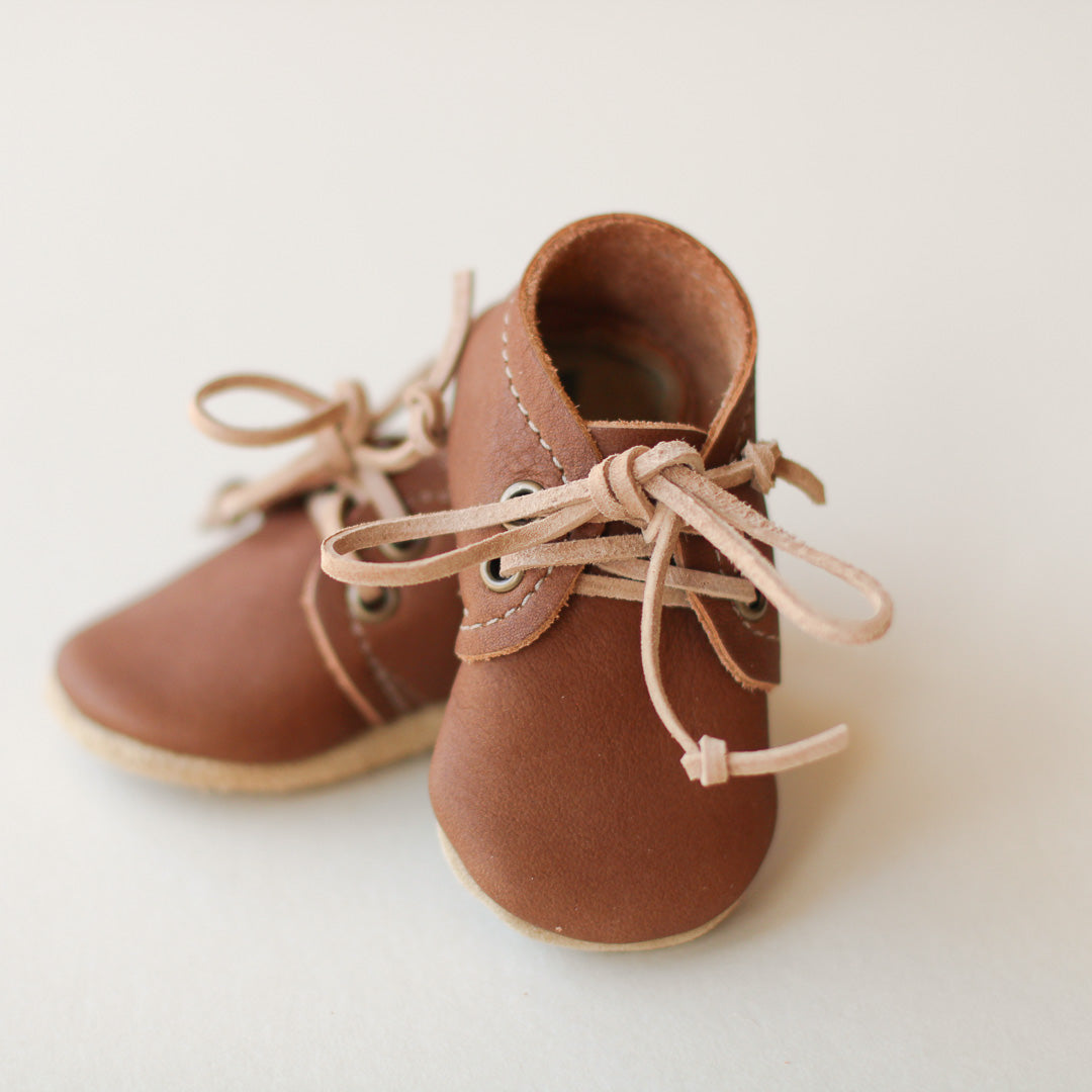 Medium Brown Leather Baby Oxfords with Soft Soles – Sun Lace