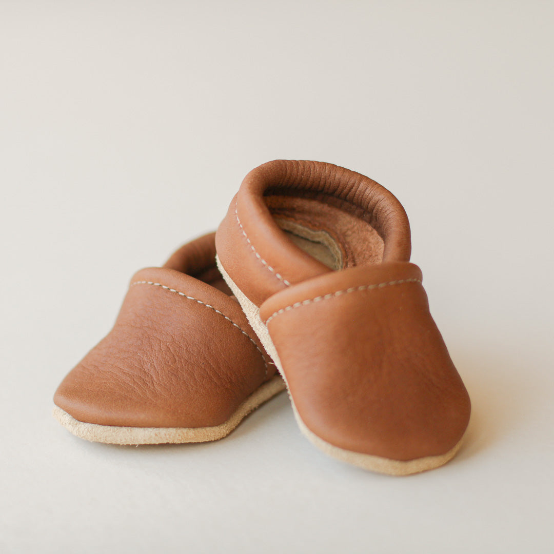 Gender Neutral Leather Baby Shoes in Medium Brown 1 None