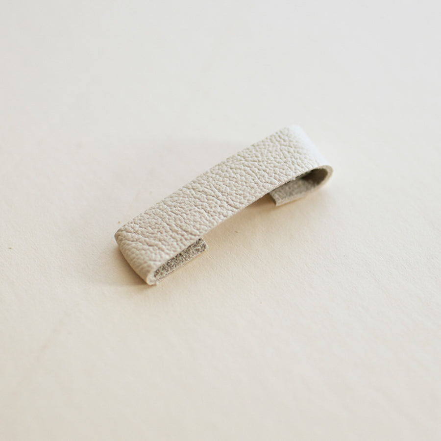 Medium Leather Barrette in Cream