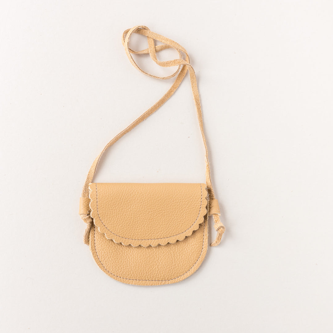 Little Kids' Leather Scalloped Leather Purse in Latte