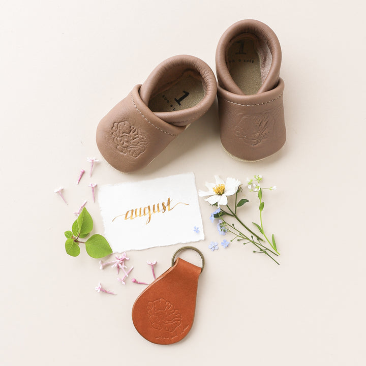 Birth Flower Slip-on Baby Shoes - Clay