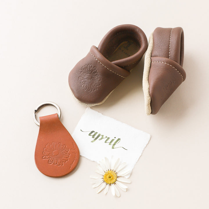 Birth Flower Slip-on Baby Shoes - Espresso