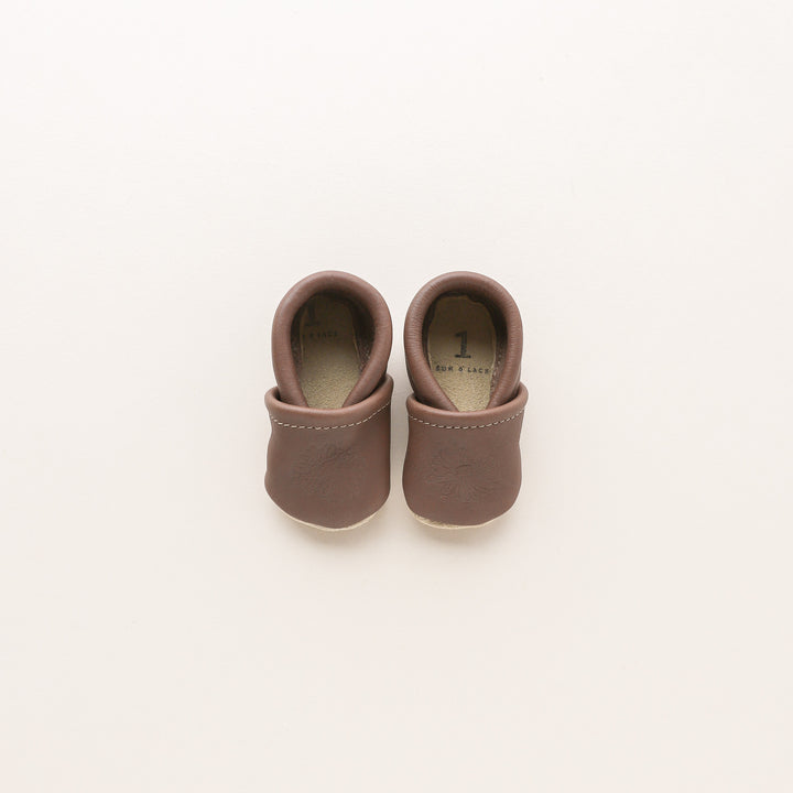 Birth Flower Slip-on Baby Shoes - Espresso