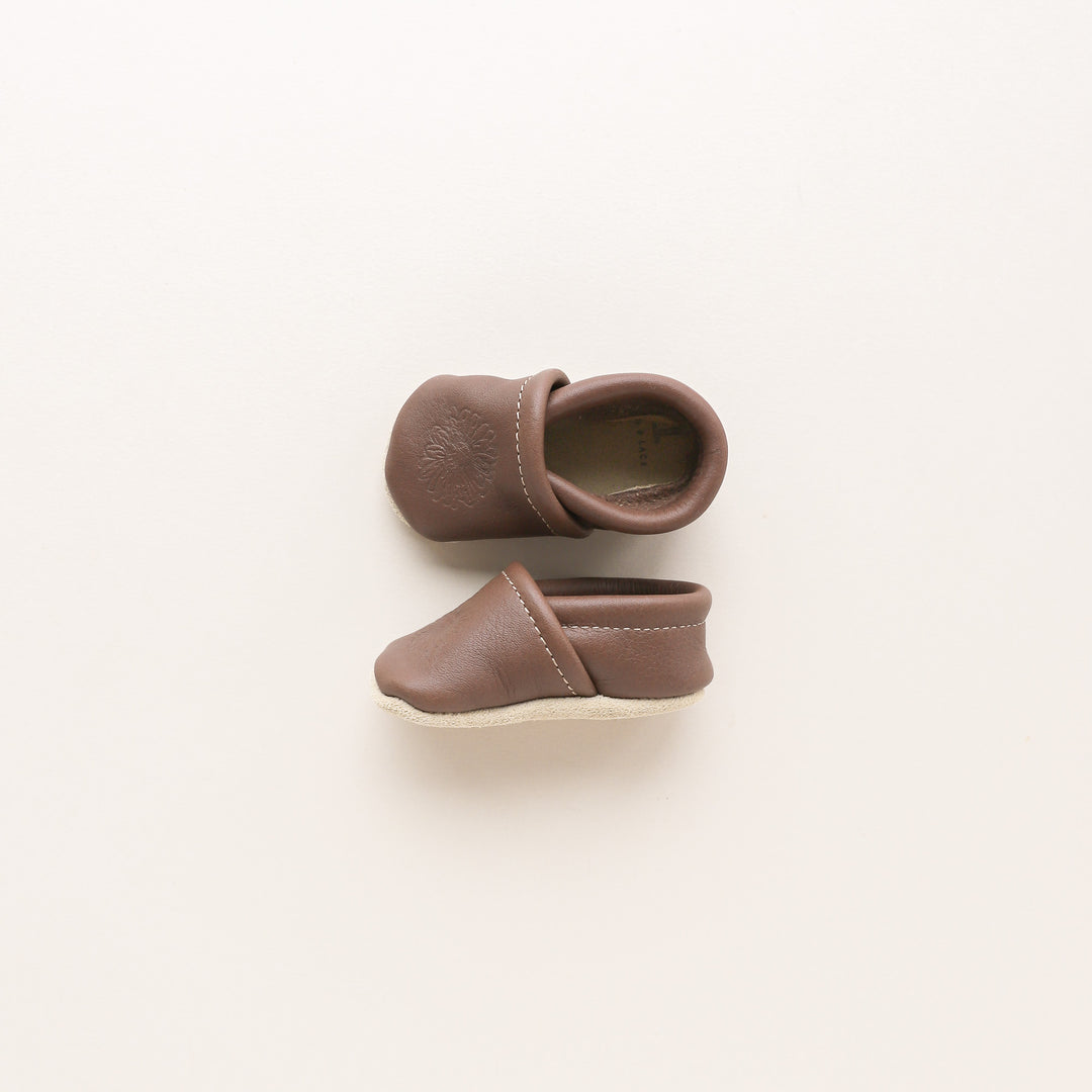 Birth Flower Slip-on Baby Shoes - Espresso