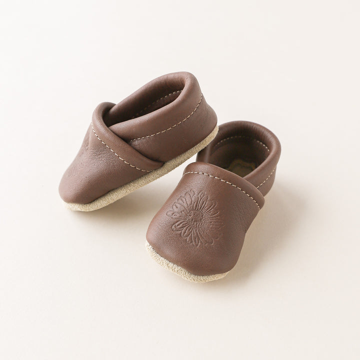 Birth Flower Slip-on Baby Shoes - Espresso