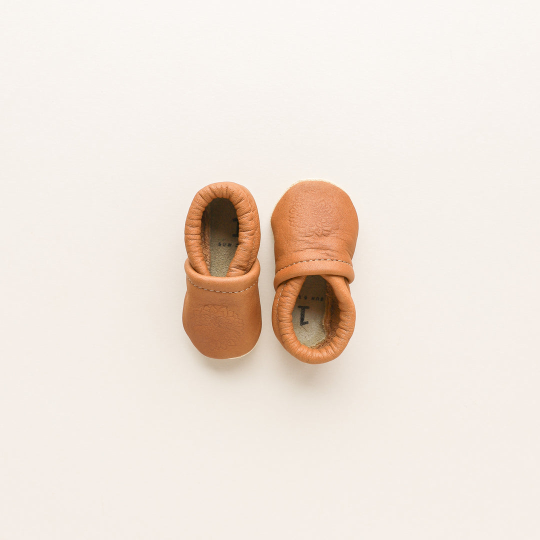 Birth Flower Slip-on Baby Shoes - Walnut