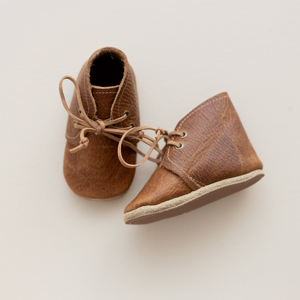 Distressed Brown Leather Baby Boots – Limited Edition