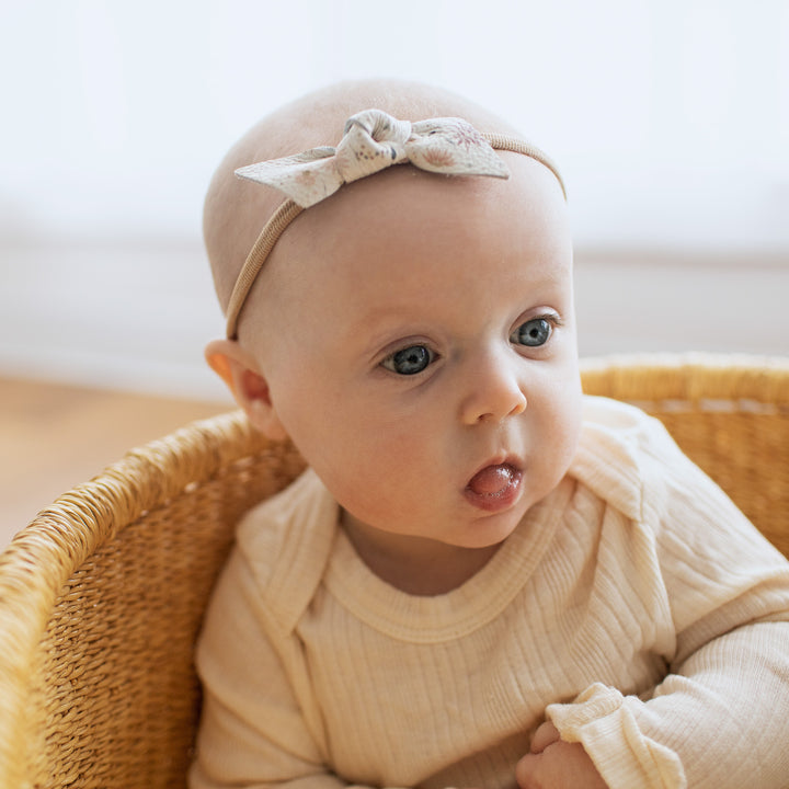 Knotted Leather Bow Headband in Bloom