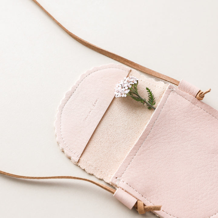 Scalloped Leather Little Girl's Purse  in Blush