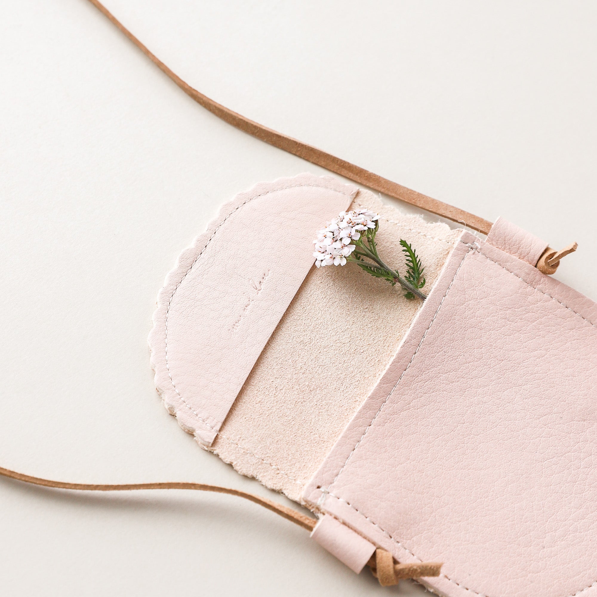 Leather Little Girl's Scalloped Purse  in Blush