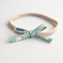 Green Floral Dainty Bow Nylon Headband