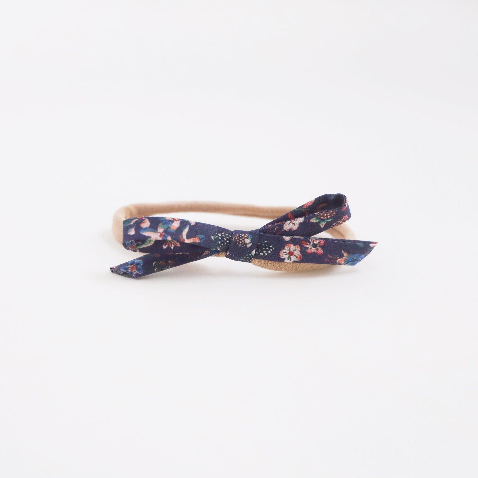 navy blue floral baby headband with soft nylon