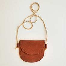 Toddler Scalloped Leather Purse in Cognac