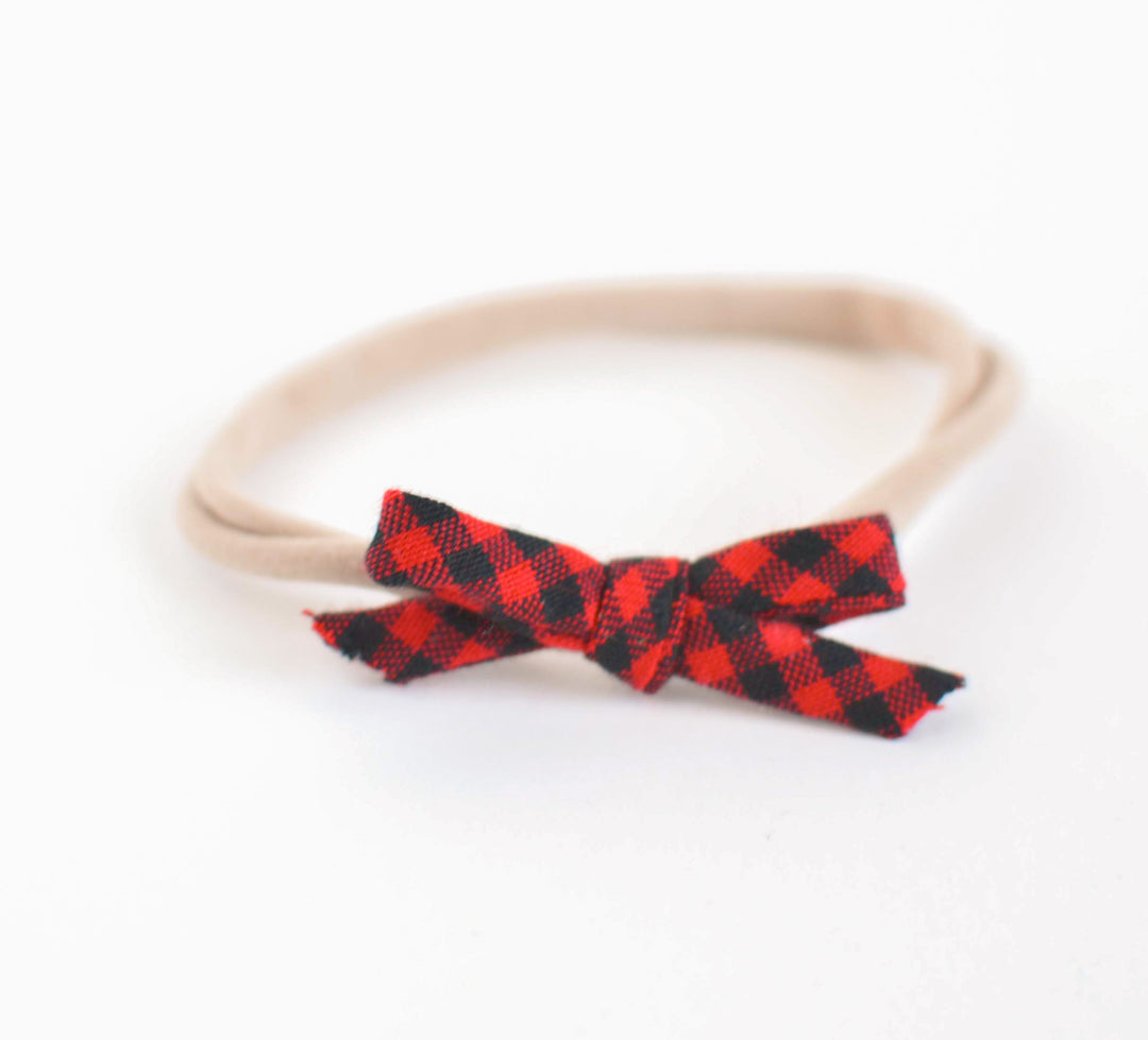 Buffalo Plaid Bow Nylon Headband