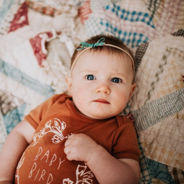 Red Floral Dainty Bow Nylon Headband